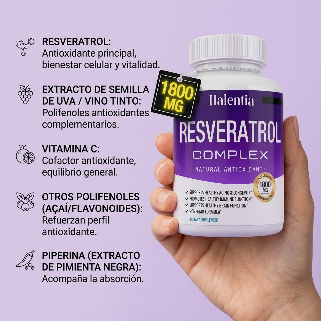 Halentia® Suplemento de Resveratrol 1800mg
